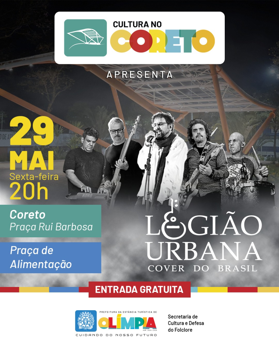 Legião Urbana Cover do Brasil se apresenta gratuitamente em Olímpia nesta sexta
