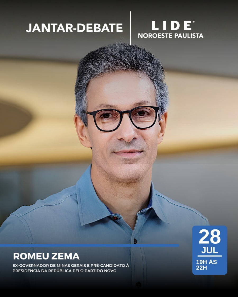 Pré-candidato à Presidência, Romeu Zema participa de jantar-debate na região